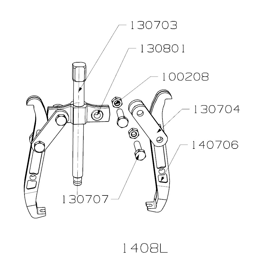 EXTRACTOR REVERSIBLE FORZA SERIE 1400L DE 2 PATAS LARGAS